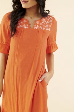 Embroidered Yoke Dress